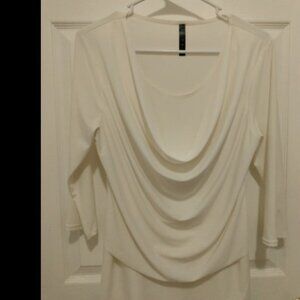 White cowl neck blouse